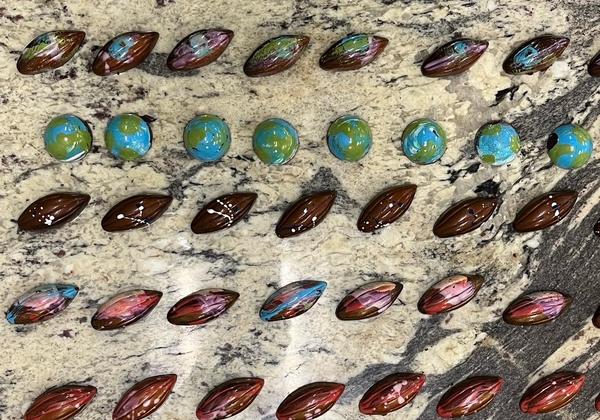 Tray of cake decorations