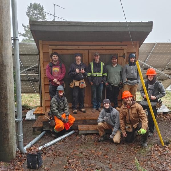 Group of carpentry students