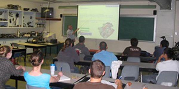 Students in automotive classroom
